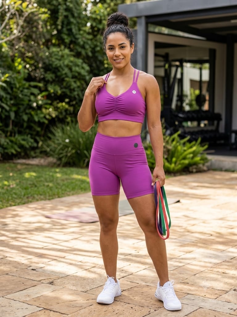 Conjunto Fitness Feminino Lilás Reforço Peito M Outlet Lilás