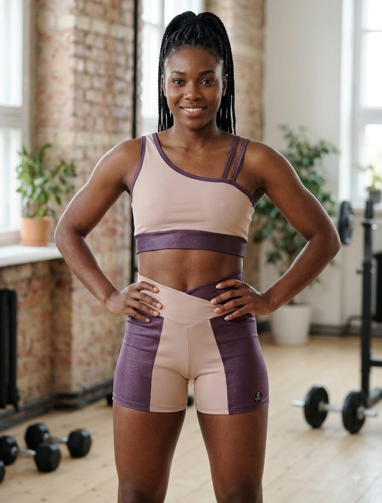 Conjunto Fitness Feminino Açai e Rose Retrô M G Outlet